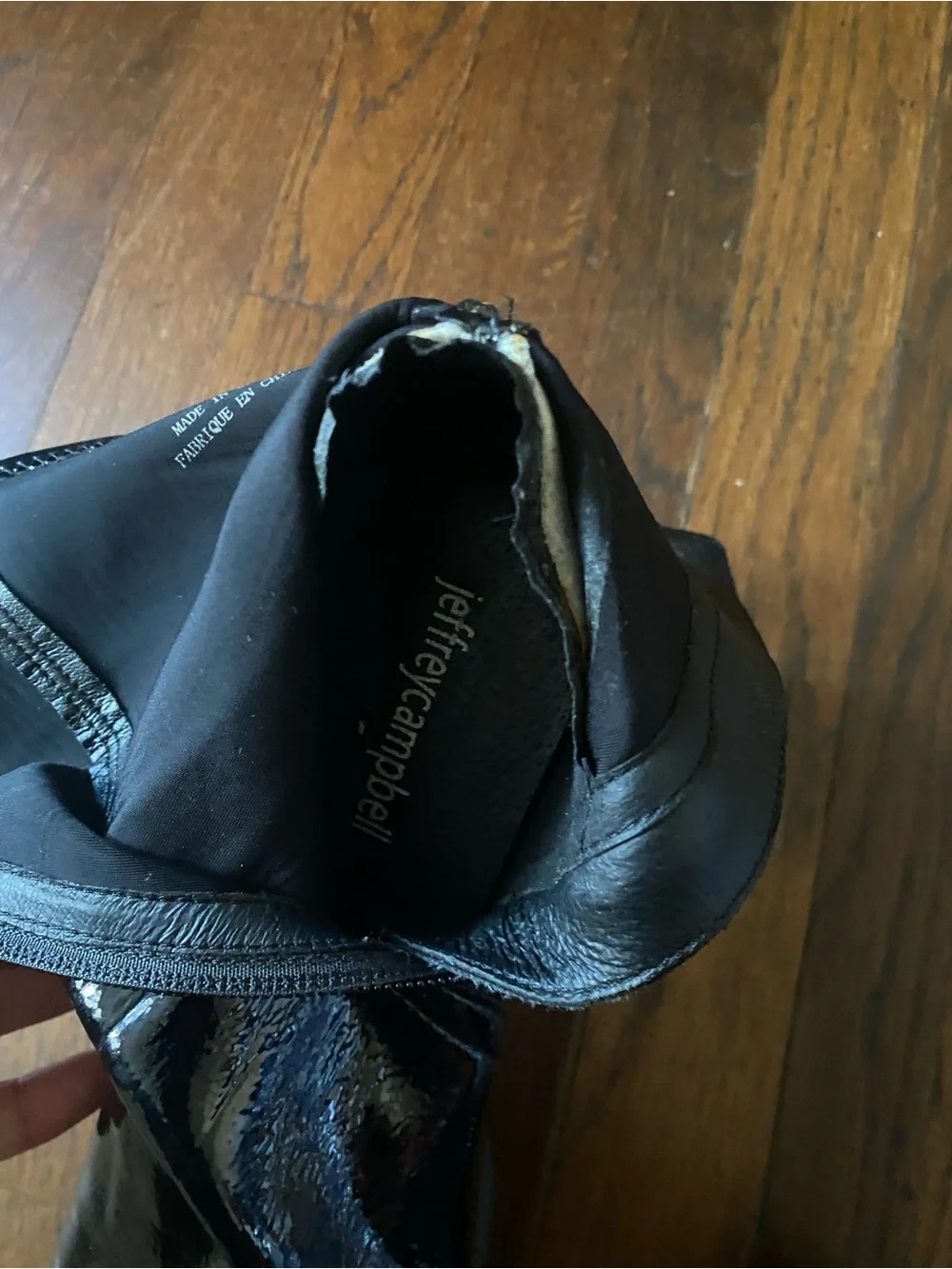 Jeffrey Campbell Black Patent Platform Ankle Boots